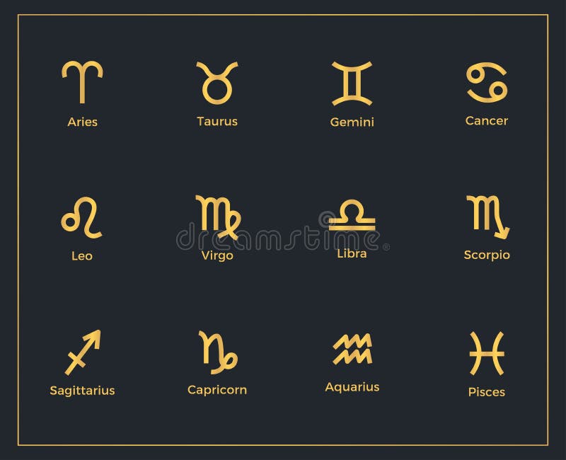 Set of zodiac signs stock illustration. Illustration of capricorn 195107053