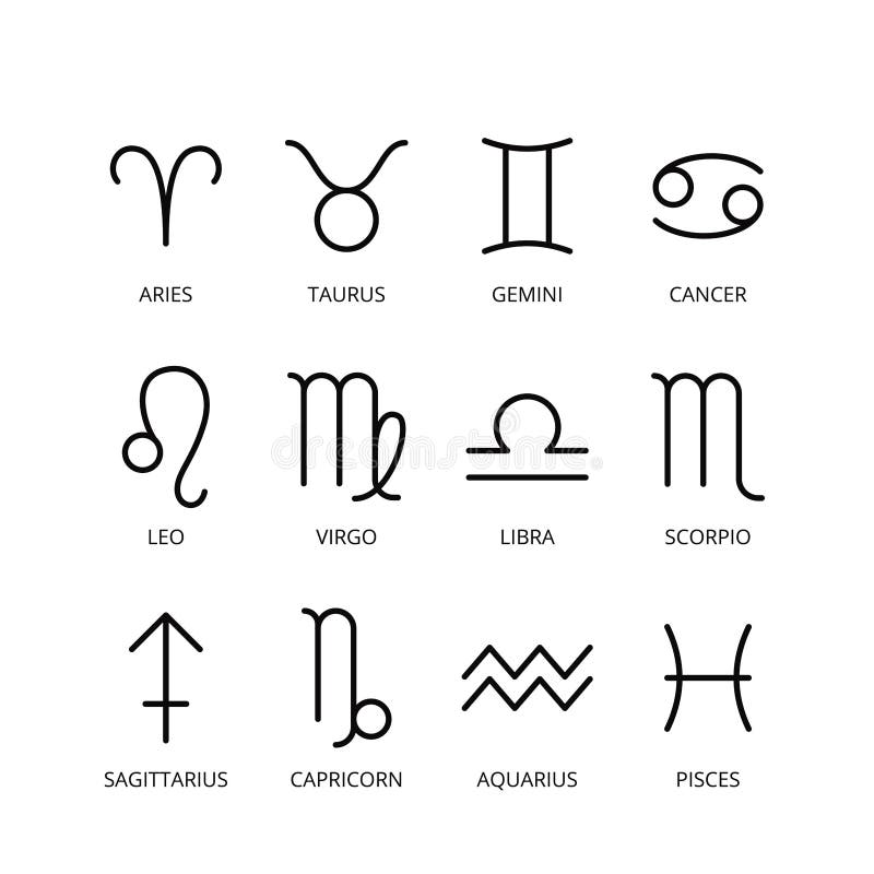 SET ZODIAC SIGNS stock vector. Illustration of month - 158253662