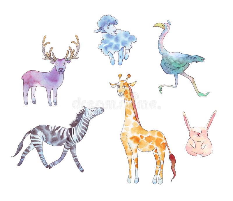 Set zwierzę akwareli ilustracja royalty ilustracja Set zwierzę akwareli ilustracja royalty ilustracja