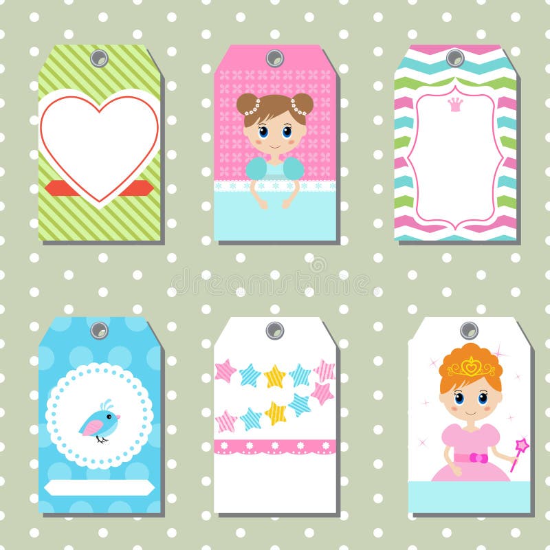 Set śliczne kreatywnie karty z princess tematu projektem ilustracja wektor Set śliczne kreatywnie karty z princess tematu projektem ilustracja wektor