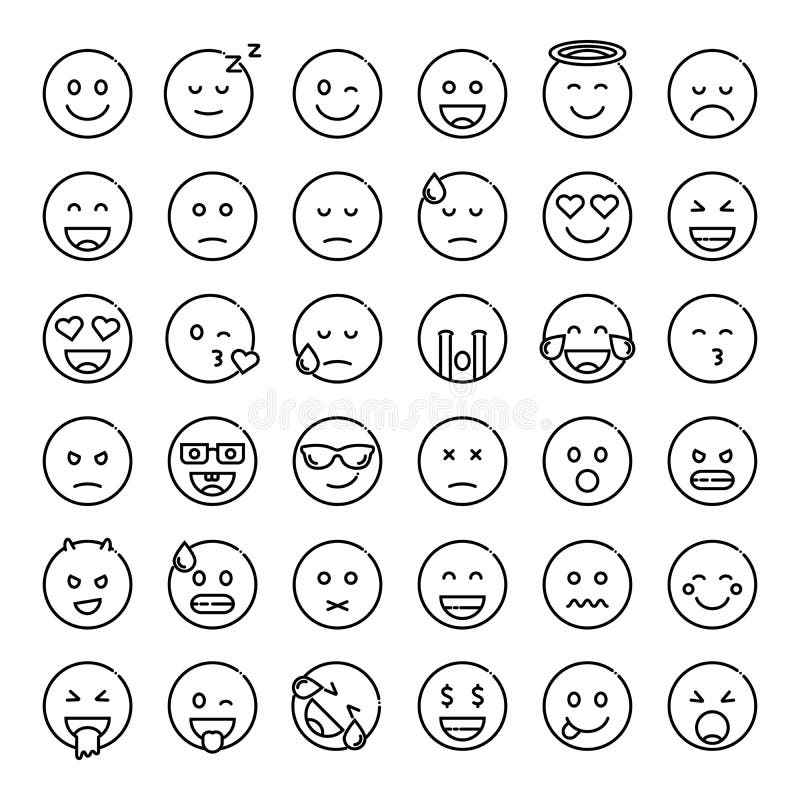 Set śliczni smiley emoticons ilustracji Set śliczni smiley emoticons ilustracji