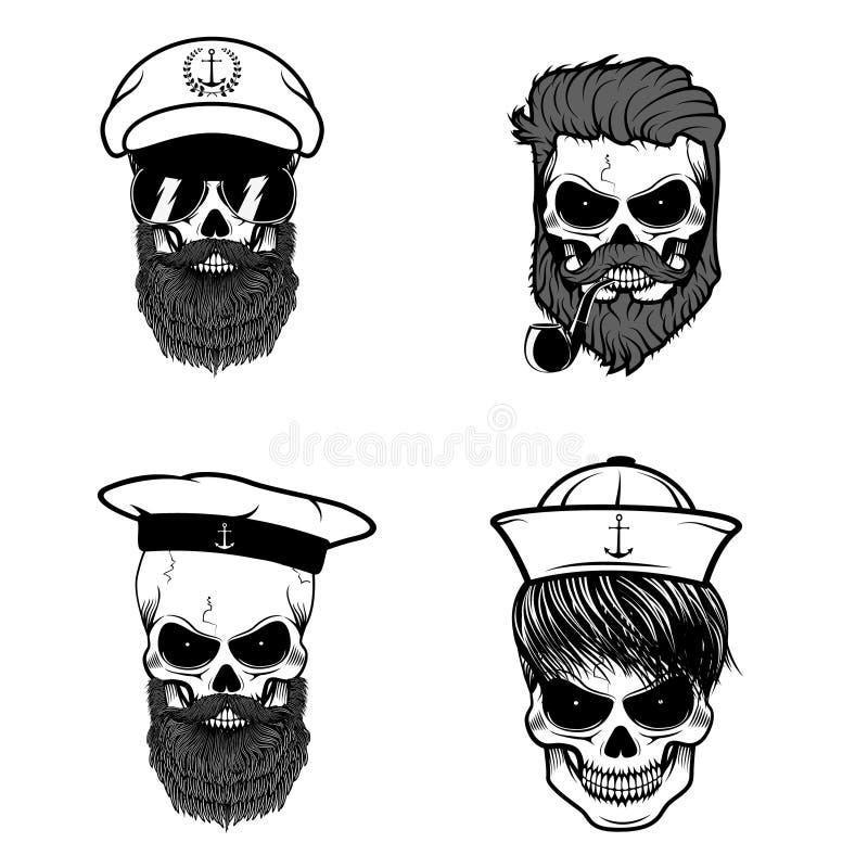 Set żeglarz czaszki ilustracji Set żeglarz czaszki ilustracji