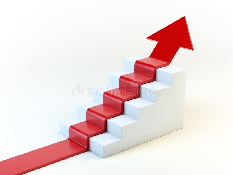Seta 3D numa escada ilustração royalty free