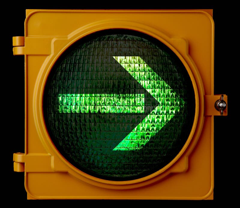 Traffic light with right turn green arrow. Traffic light with right turn green arrow