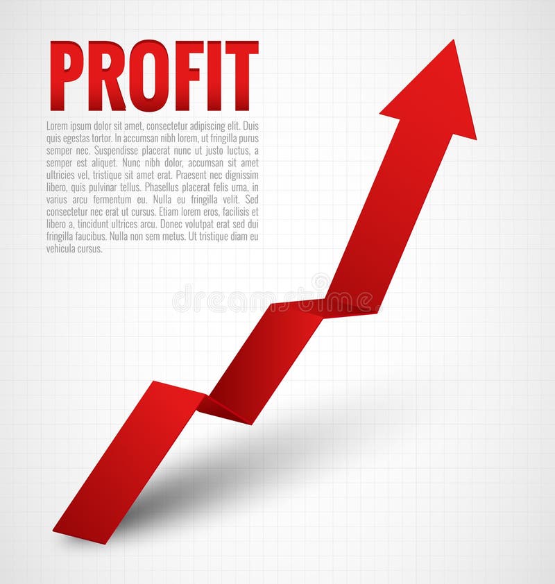 Profit Graph red Arrow on white background. Profit Graph red Arrow on white background