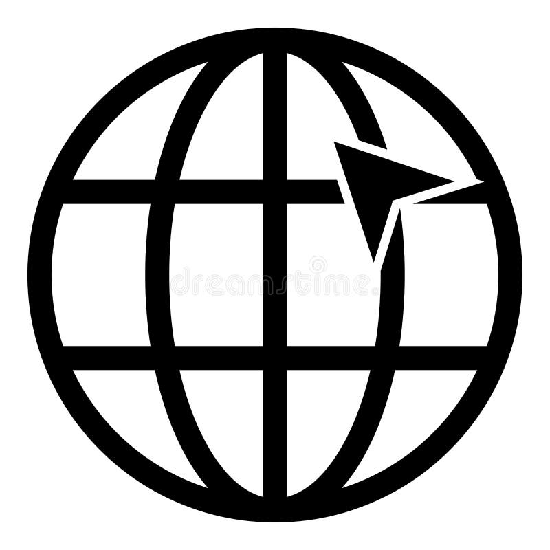 Seta na seta do clique do conceito do internernet do globo da grade da terra na ideia do Web site usando a ilustração do vetor da ilustração stock Seta na seta do clique do conceito do internernet do globo da grade da terra na ideia do Web site usando a ilustração do vetor da ilustração stock