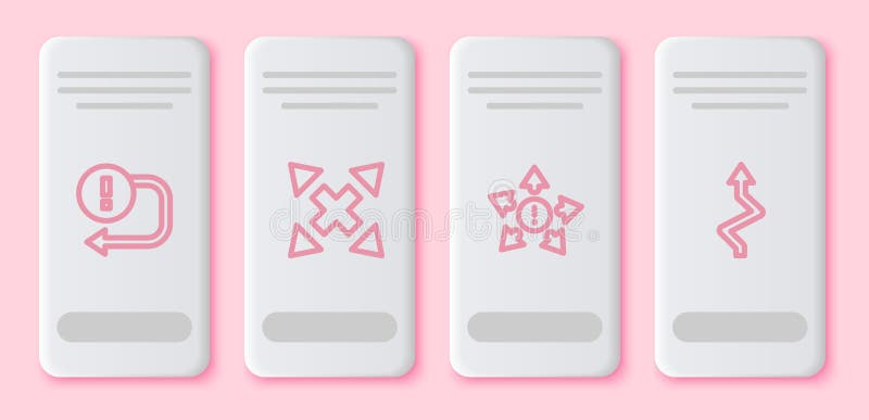 Setare linie săgeată Mai multe moduri și săgeată direcțională. Buton dreptunghi alb. Vector vector illustration
