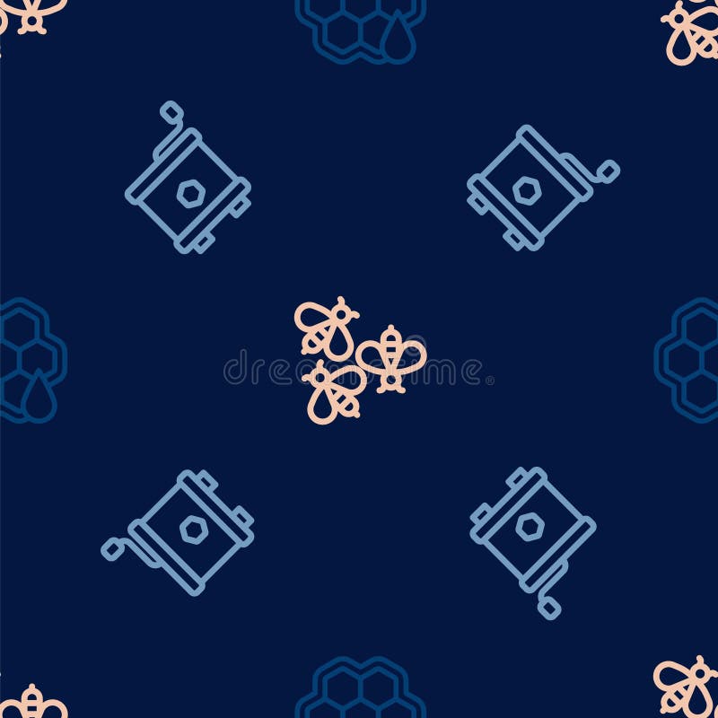 Setarea extractorului în formă de fagure și a albinelor pe un model fără sudură. vector vector illustration
