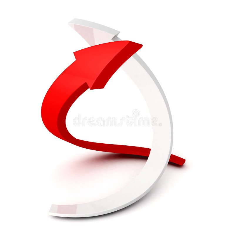 Setas espirais vermelhas e brancas a crescer ilustração do vetor