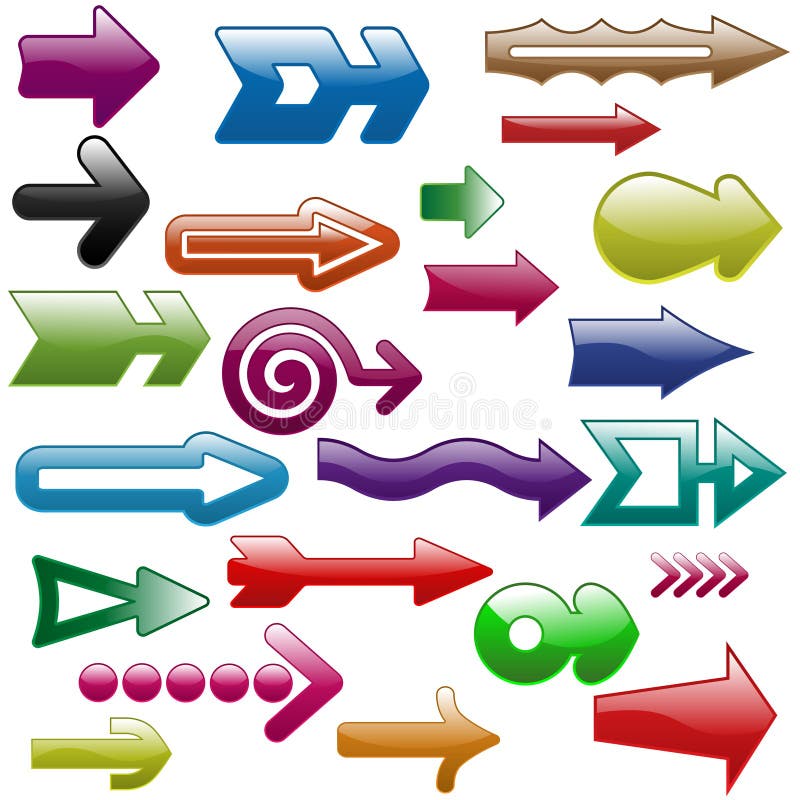 Conjunto De Símbolos Coloridos De Seta De Desenho Animado Ilustração Stock  - Ilustração de jogo, elemento: 277123935