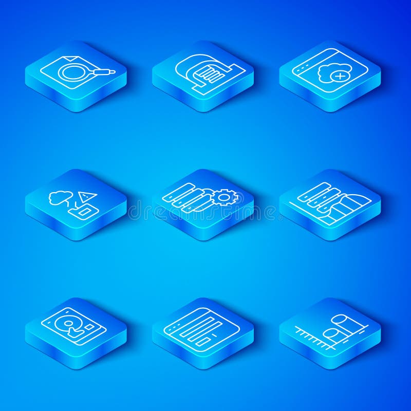 Setați ca unitate hard disk de linie cu serverul de ferestre de browser Web de găzduire a accesului nereușit la tehnologia cloud d stock illustration