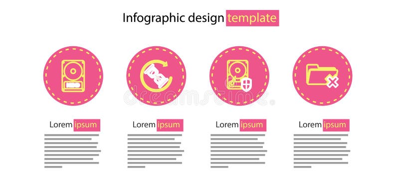 Setați ca unitatea hard disk de linie cu protecție pentru ștergerea folderului în așteptare și pictograma. vector stock illustration