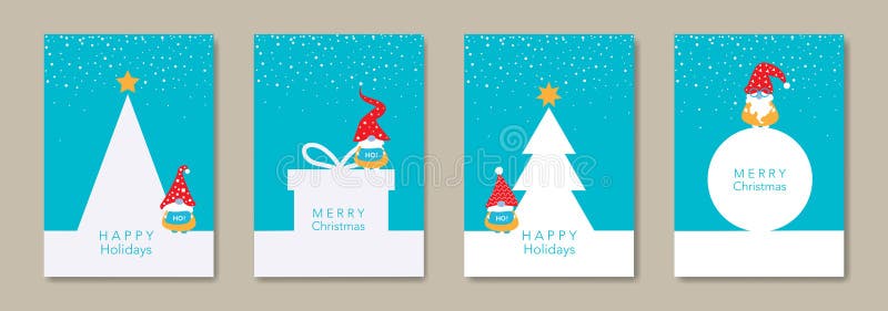 Setați cardul de Crăciun în stilul geometric minimalist modern și în stilul gnome nordic scandinav elf. elemente pentru calendar vector illustration