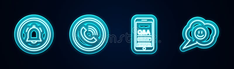 Setați mesajul de notificare prin chat pe un buton de linie pentru telefon mobil și exclamarea și bula de vorbire cu fața zâmbitoa royalty free illustration