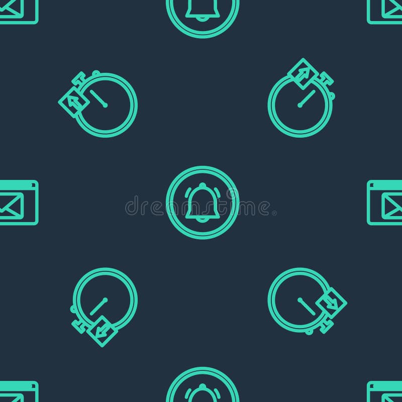 Setați stopul de notificare prin chat pe buton de linie și poșta și e-mailul pe un tipar fără probleme. vector stock illustration