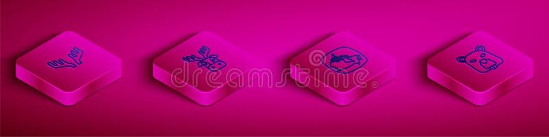 Setează antilele pentru cercuri izometrice cu harta canadiană și pictograma pentru animale din castor. vector royalty free illustration