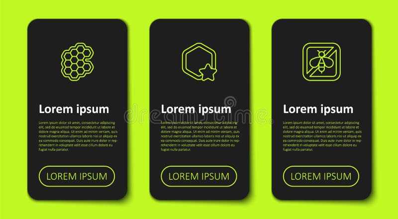 Setează fagul de linie și oprește albina. șablon informativ firmă. vector stock illustration