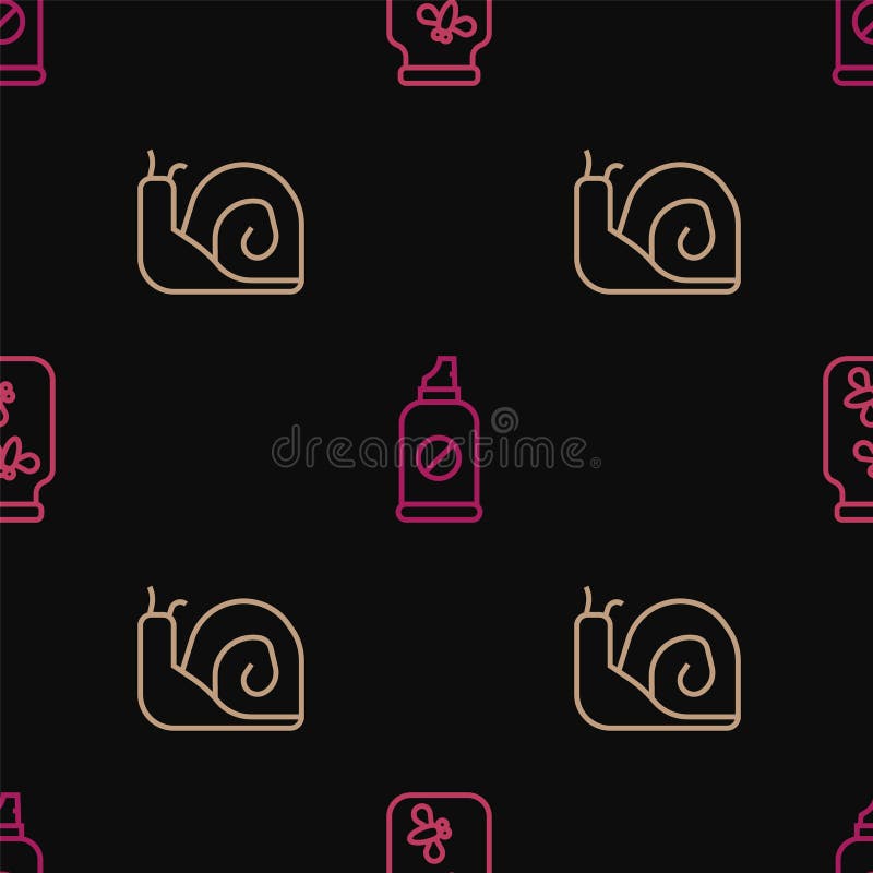 Setează insectele de licărire în formă de linie într-un melc de borcan și pulverizează împotriva insectelor pe un tipar fără sudur royalty free illustration