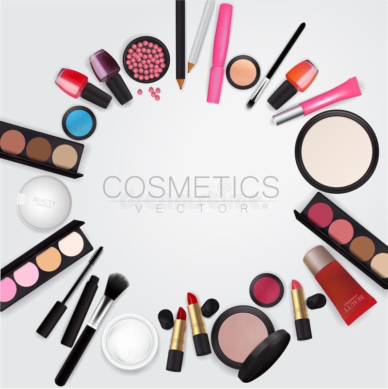 Sets of Cosmetics on White Background Stock Vector - Illustration of ...