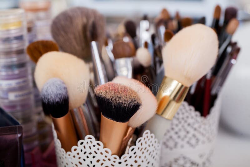 Sets Makeup Brush for Professional Makeup Artist Stock Photo Image of