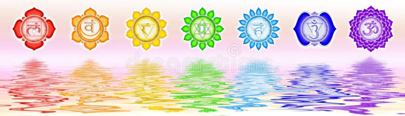 Sette la conduttura Chakras illustrazione di stock Sette la conduttura Chakras illustrazione di stock