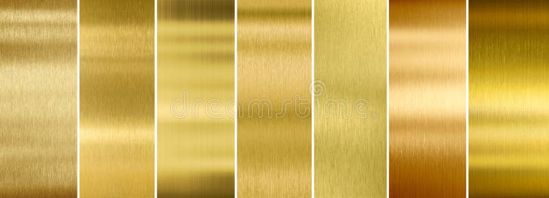 Sette varie strutture spazzolate del metallo dell'oro fissate