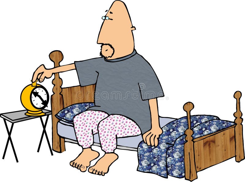 Setting the Alarm Clock stock illustration. Illustration of headboard