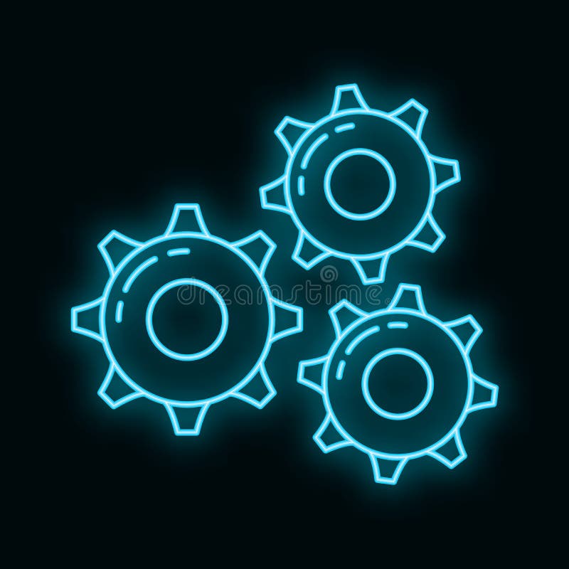 Gear Neon Pinion Mechanism Icon, Concept Engineering Stuff Object Flat