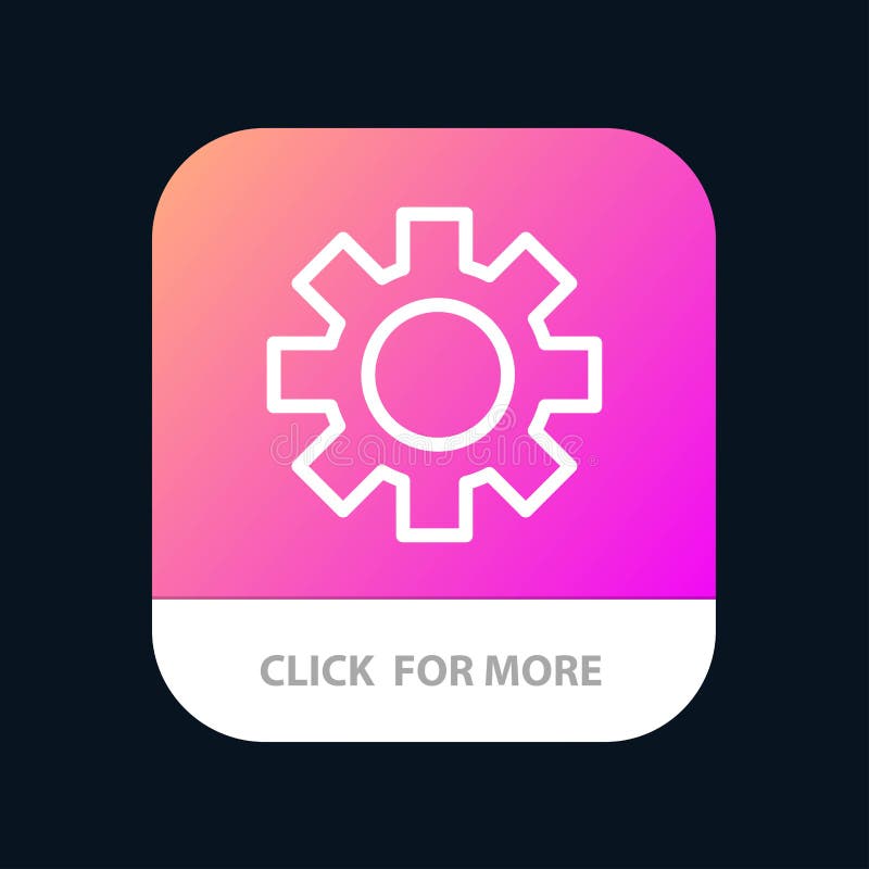 Setting, Gear, Logistic, Global Mobile App Button. Android and IOS Line Version stock illustration