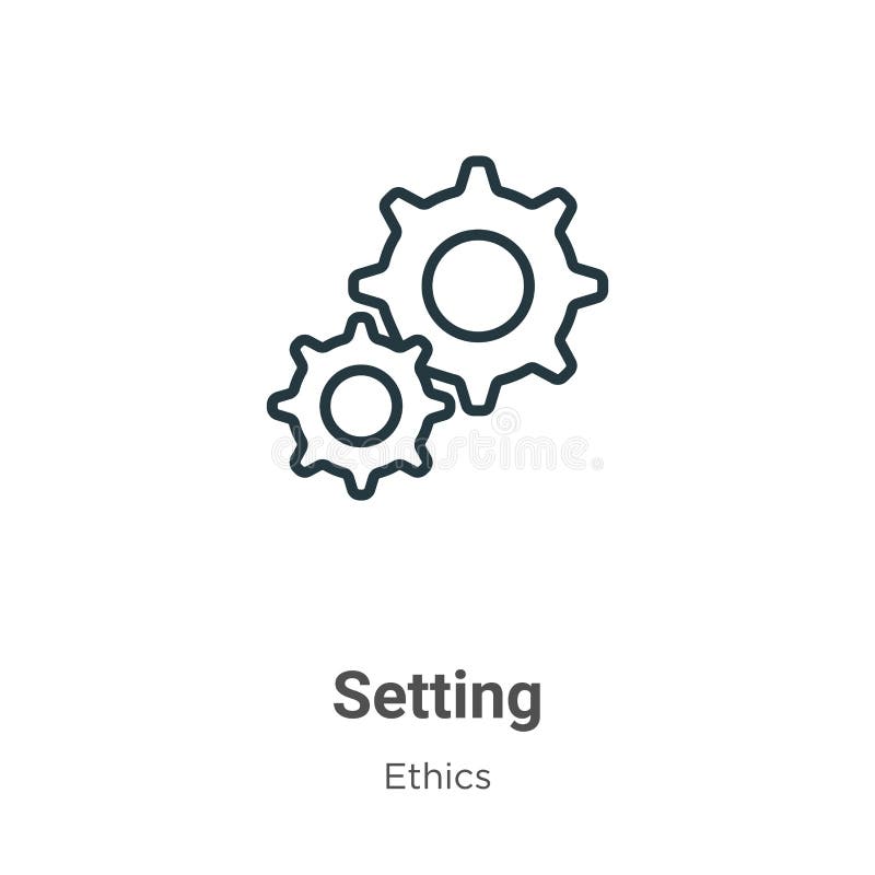 Setting outline vector icon. Thin line black setting icon, flat vector simple element illustration from editable ethics concept stock illustration