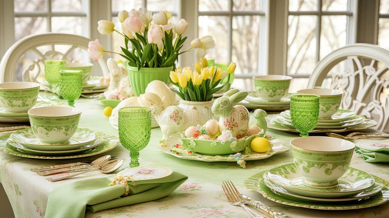 Setting spring table stock illustration