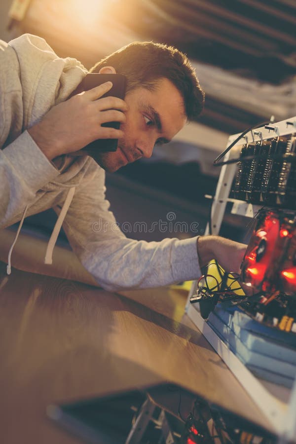 Setting up a mining rig royalty free stock image