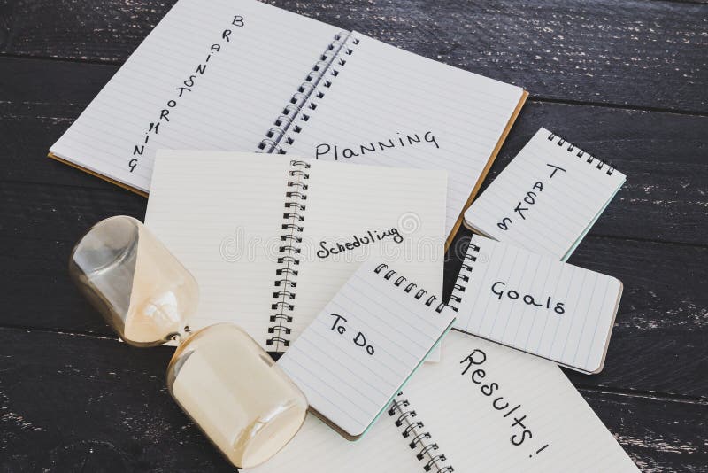 Setting Up for Success, Business Desk with Notebooks with Elements from 