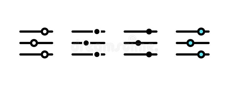 Settings button icon. Volume level slider symbol. Adjustment button for web and app media interface vector illustration. Control stock illustration