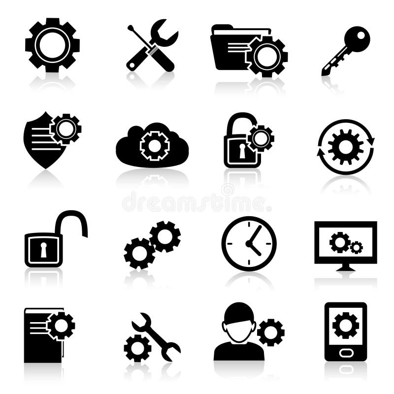 Settings icons black royalty free illustration
