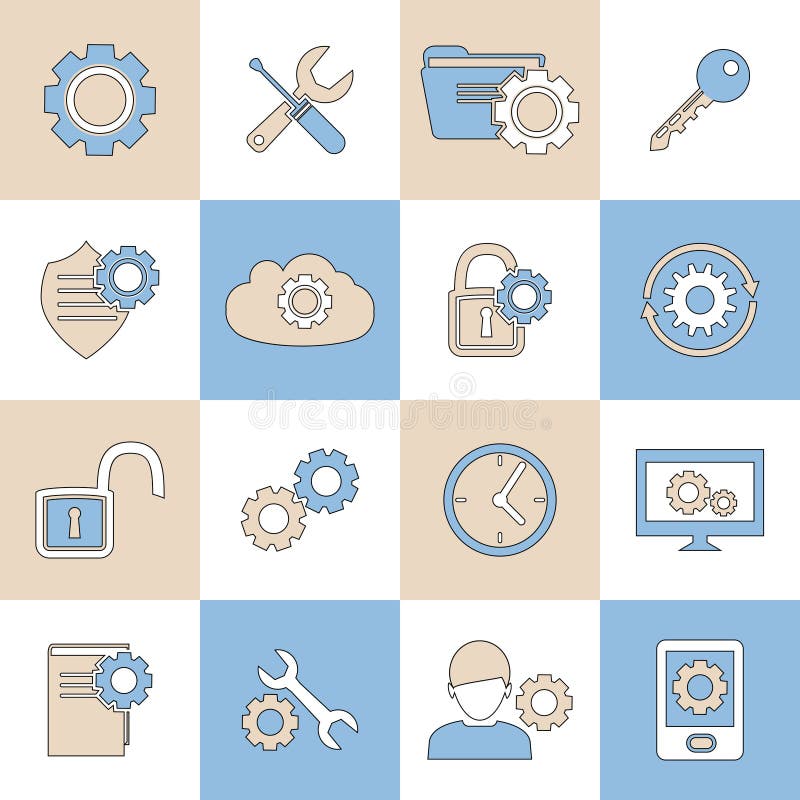 Settings icons flat line royalty free illustration