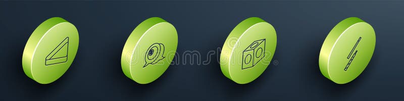 Setzen isometrische Linie Billard Dreieck Kugel Kreide und Queue-Symbol. Vektor vektor abbildung