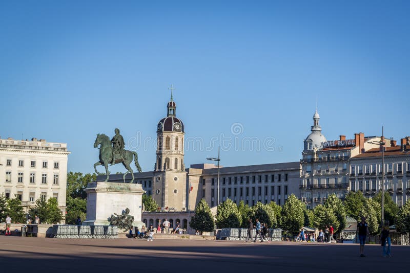 Setzen Sie Bellecour, Lyon, Frankreich lizenzfreie stockfotografie Setzen Sie Bellecour, Lyon, Frankreich lizenzfreie stockfotografie