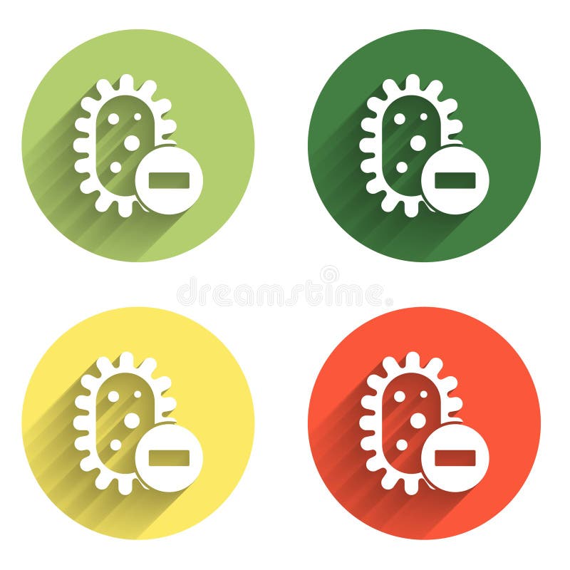 Setzen Sie das Negative-Virus-Symbol isoliert mit langem Hintergrund. Corona-Virus 2019nCoV. Bakterien und Keimzellkrebs stockfoto