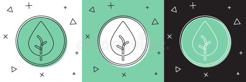 Setzen Sie das Symbol für Teepflanzen auf weißem und grünem schwarzem Hintergrund.. Teeblätter. Vektor lizenzfreie abbildung