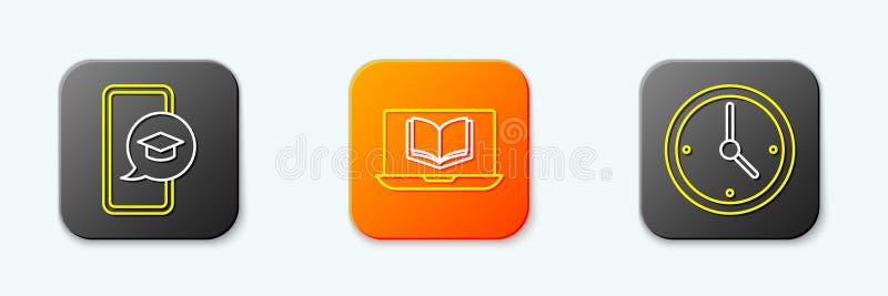 Setzen Sie die Graduierungsobergrenze für mobile Online-Klassen und das Uhrensymbol ein.. Vector stock abbildung