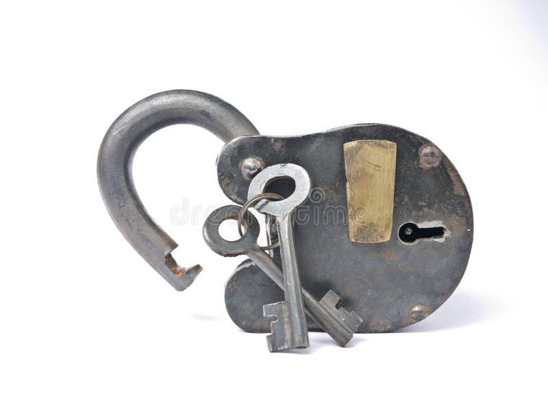 A large iron lock like one might find on a dungeon, prison or treasure chest unlocked with key. A large iron lock like one might find on a dungeon, prison or treasure chest unlocked with key.