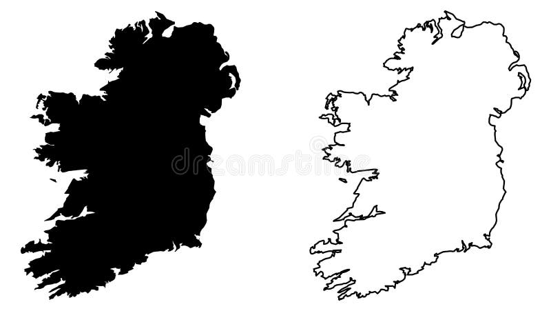 Simple only sharp corners map of Ireland whole island, including northern British part vector drawing. Mercator projection. Filled and outline version. Simple only sharp corners map of Ireland whole island, including northern British part vector drawing. Mercator projection. Filled and outline version.