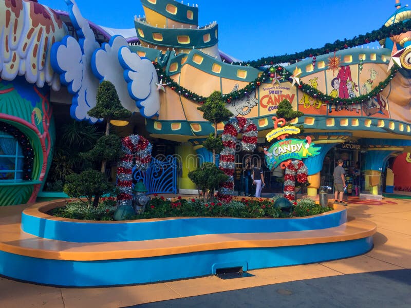 Seuss Land at Universal Studios during Christmas Season Editorial Stock