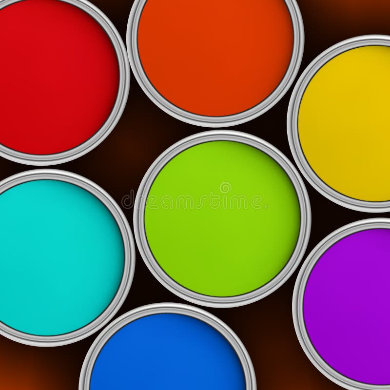 Seven Colors of the Rainbow Colorful Paint Jars Stock Illustration