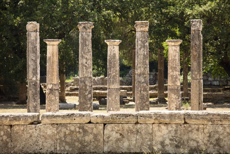 Seven Greek Pillars At Olympus Stock Photo Image of marble, antiquity