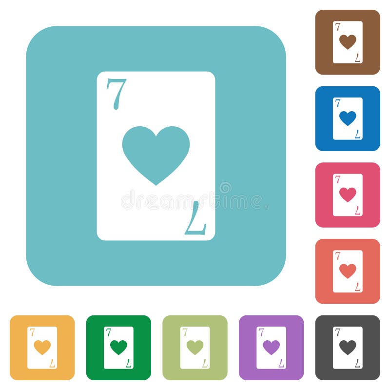 Seven Of Hearts Card Rounded Square Flat Icons Stock Illustration Illustration Of Hearts 