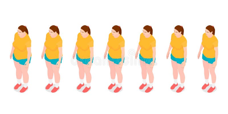 Seven Identical Girls Show the Process of Losing Weight. Stock Vector -  Illustration of medicine, lifestyle: 129274383