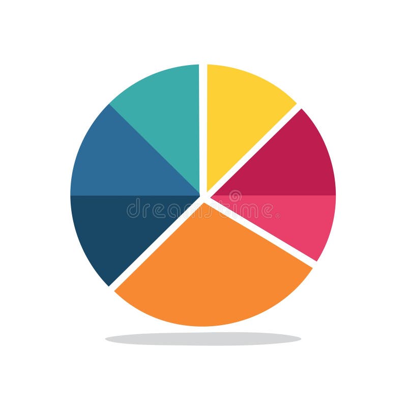 Seven Part Pie Chart Illustrating Data Representation or Statistical Analysis with Segmented Categories for Market vector illustration