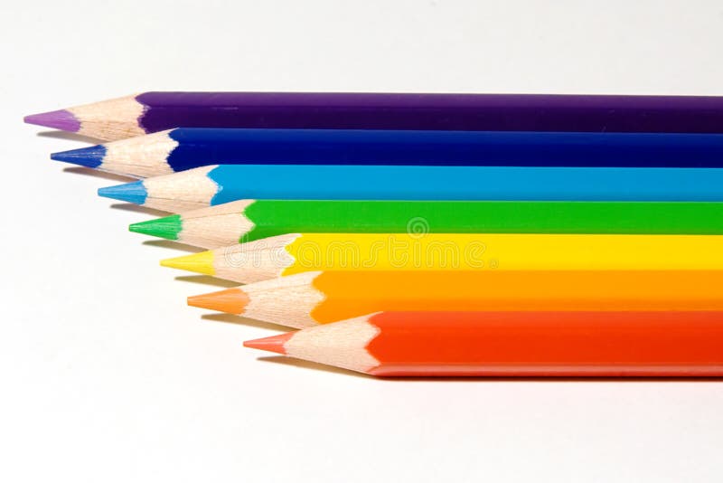 Seven Pencils of Color of a Rainbow Stock Photo Image of decoration